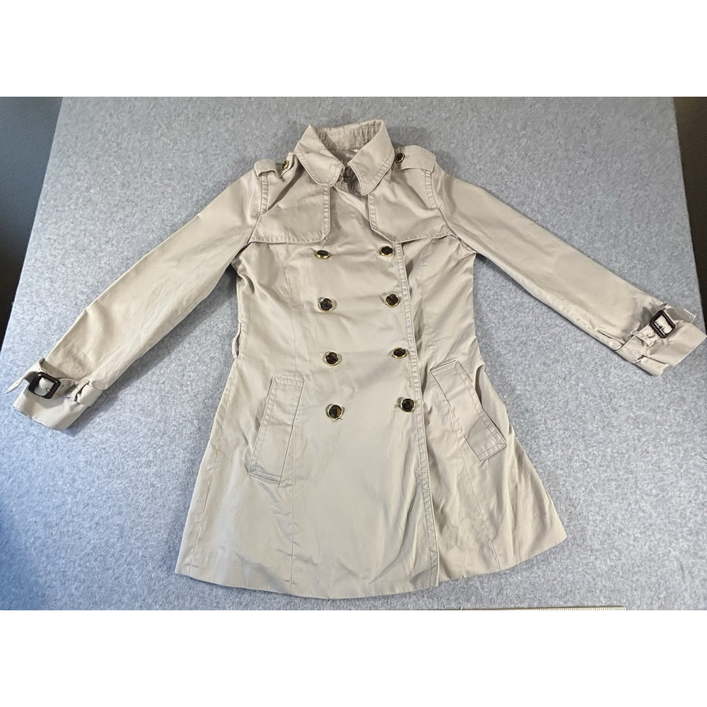 Banana Republic Trench Coat Womens Small Tan Khaki Classic Double Breasted